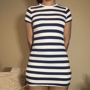 Polo Ralph Lauren Navy and White Striped Mini Dress